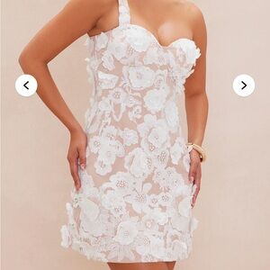 Fashion Nova White Floral One Shoulder Dress
